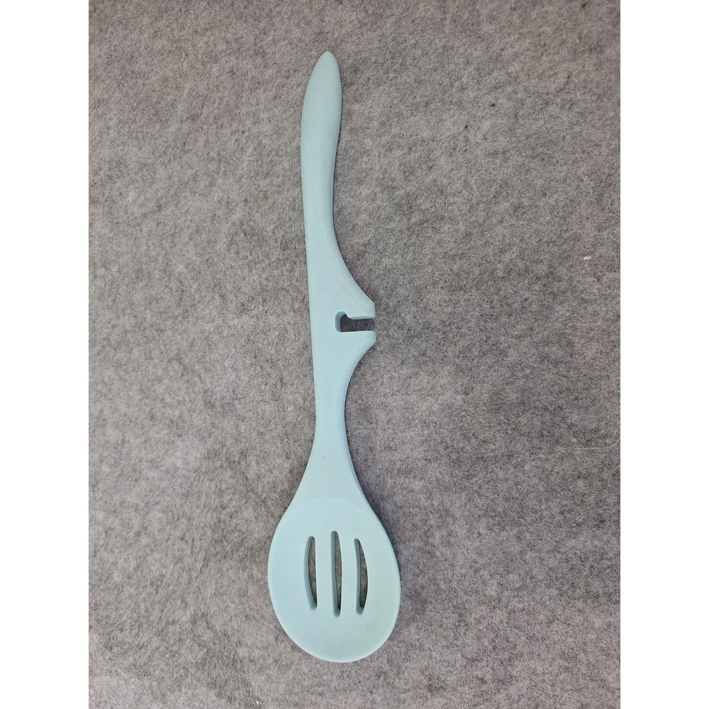 Rachael Ray Lazy Slotted Spoon Light Blue Silicone Pot Resting Kitchen Tool 12"